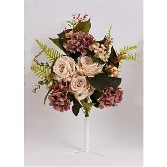 Kytice růží, hortenzie horizontální 60 cm, růžová