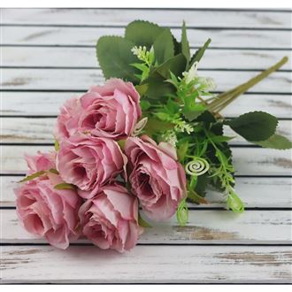 kytice růží mini 32 cm, růžová