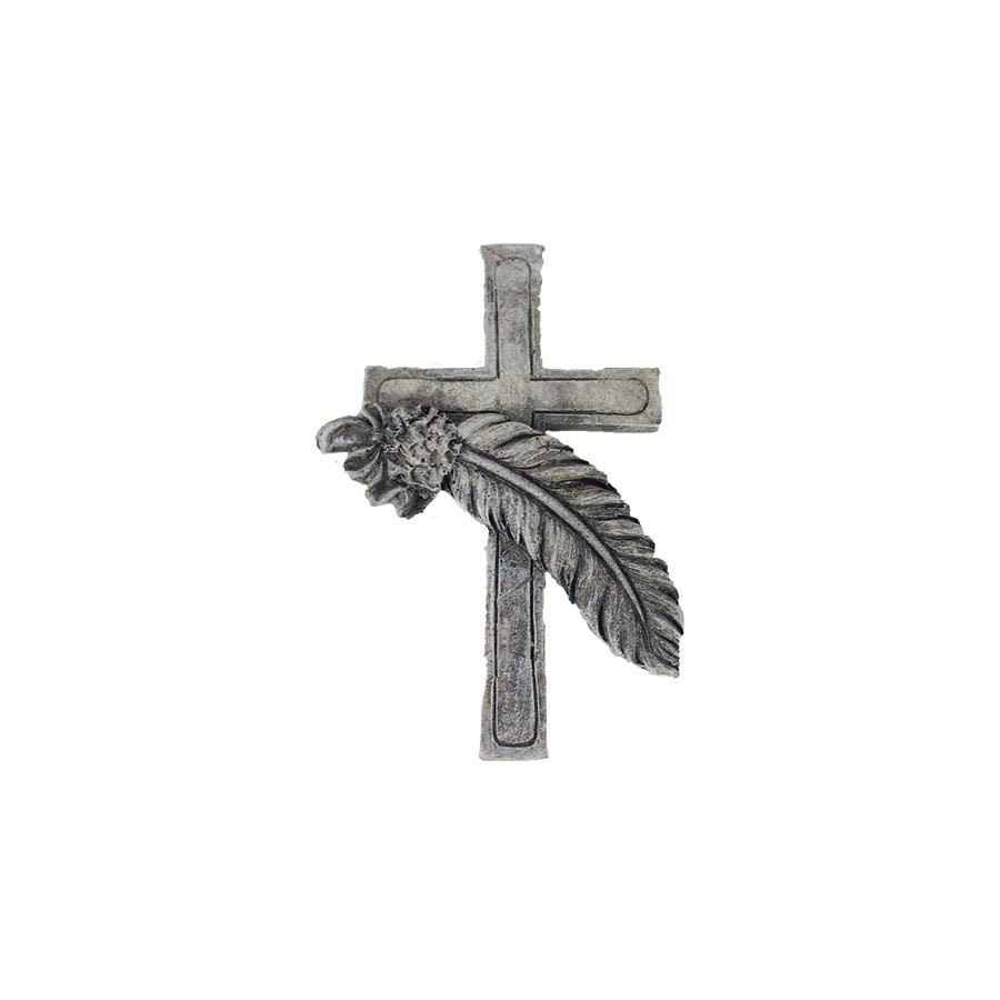 Dekorace kříž s pírkem X3445
