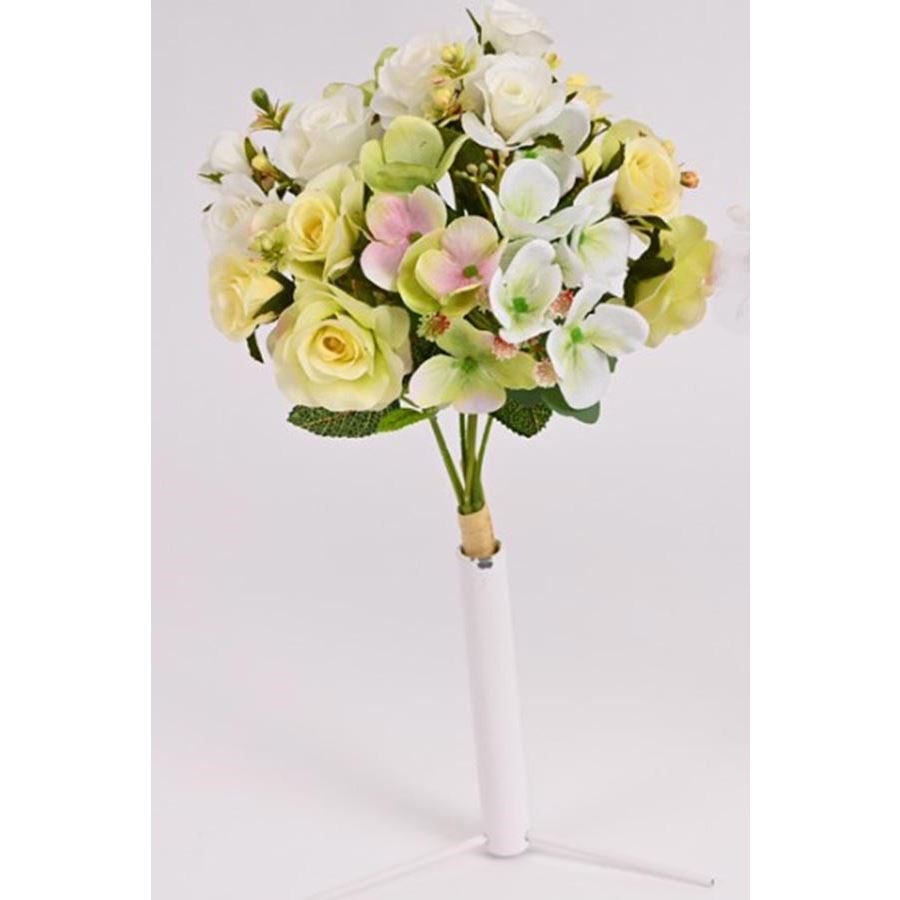 kytice mini růže, hortenzie 35 cm bílo žlutá