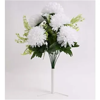 Kytice chryzantémy s doplňky 50 cm, bílá 371354