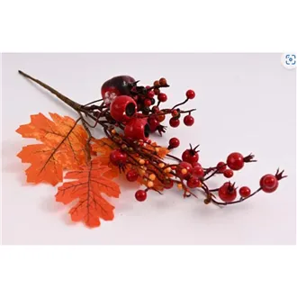 Podzimní dekorace  s jablkem 33 cm, oranžovo-červený 371367