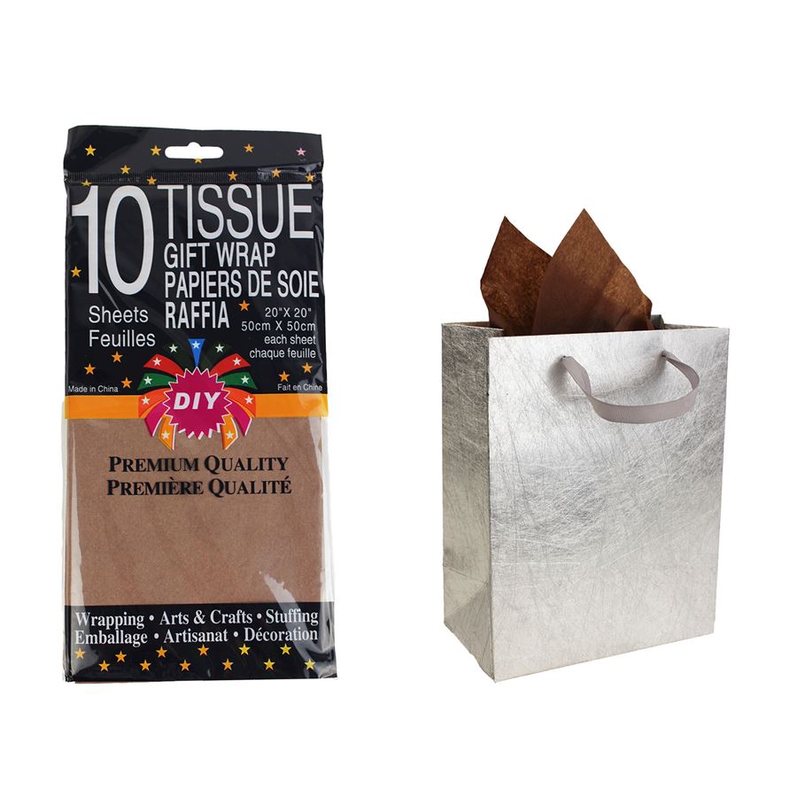 Dárkový papír 10ks, hnědý A0032-18