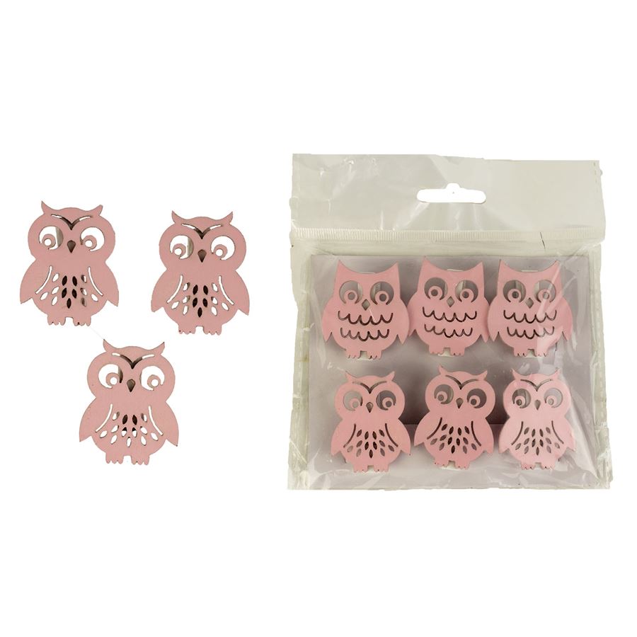 Dekorační sovičky 6 ks D1412-05