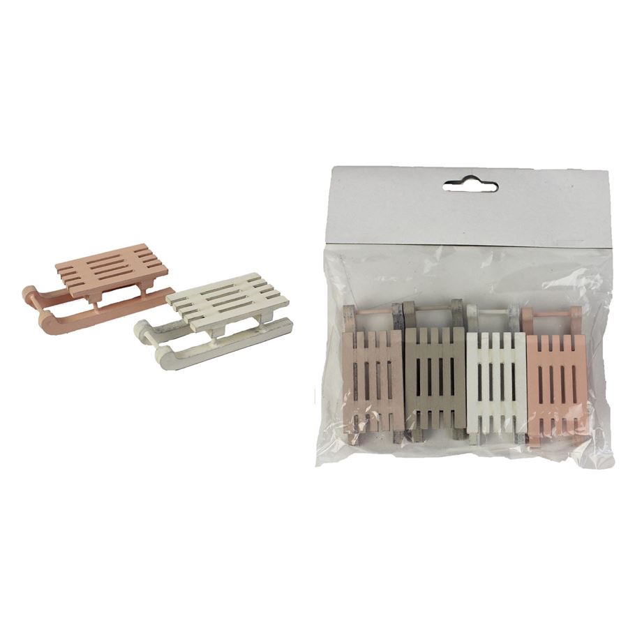 Sáňky dekorační, 4ks D2395