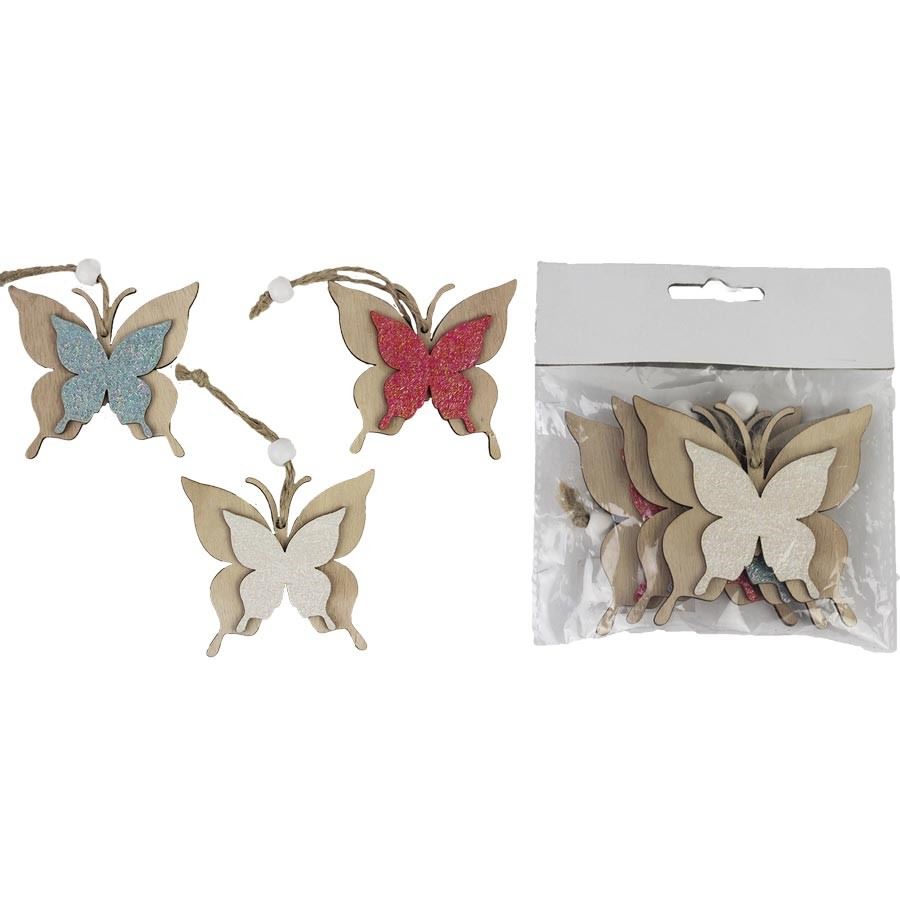 Motýl k zavěšení 3ks D3047