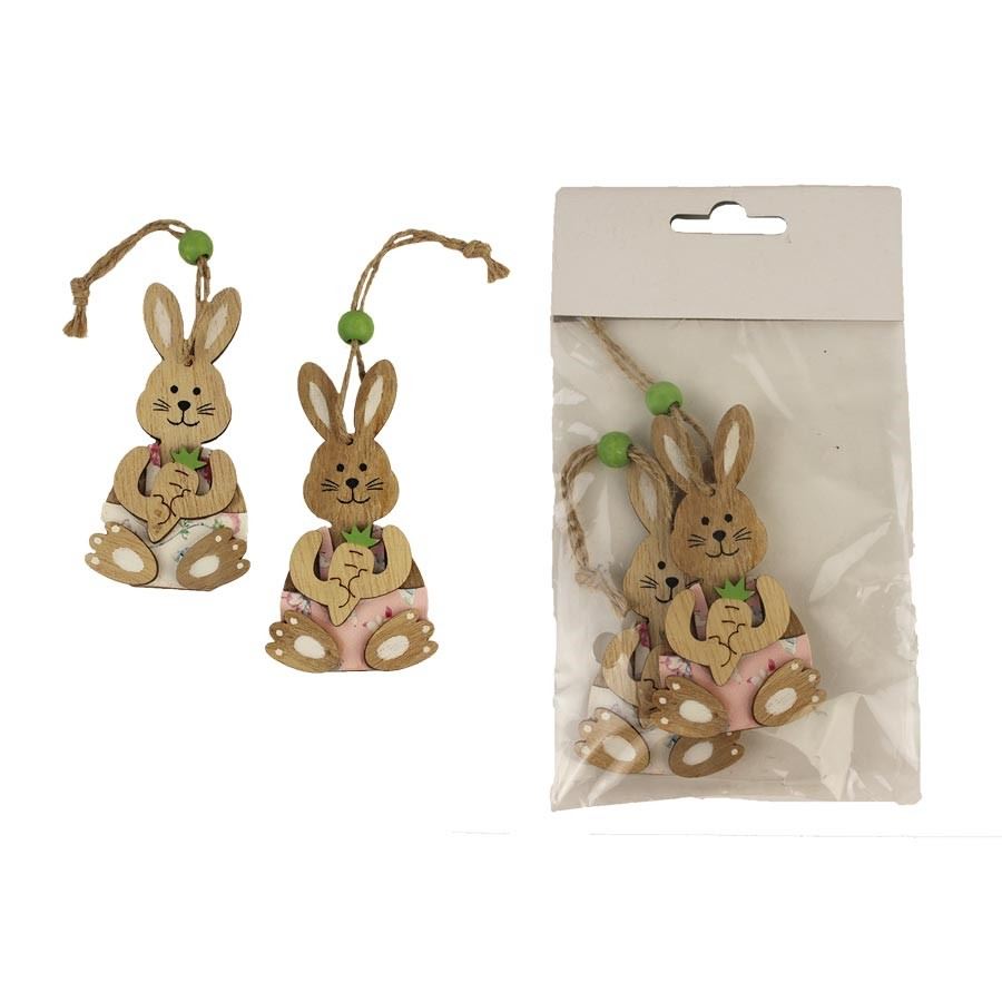 Velikonoční zajíc k zavěšení, 2 ks D3961