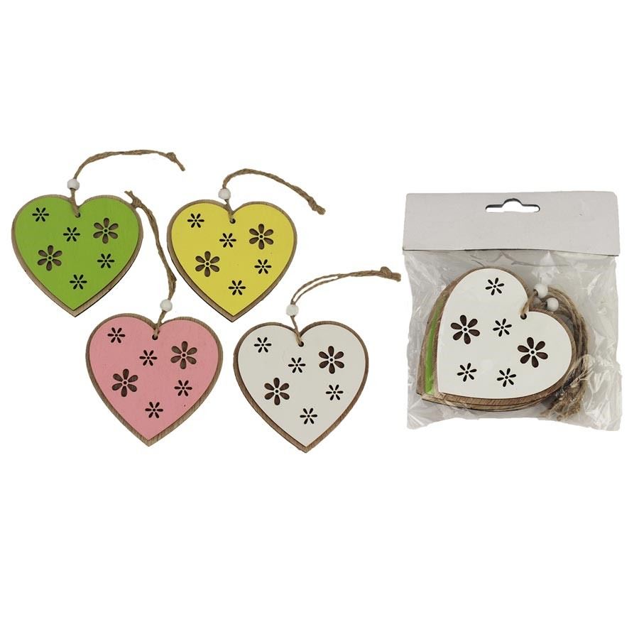 Dekorace srdce, 4 ks D4024
