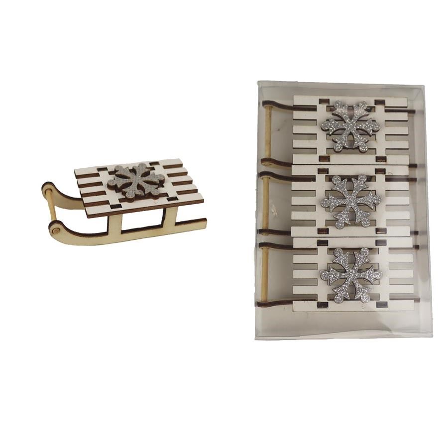 Dekorační sáňky, 3 ks D4628-01