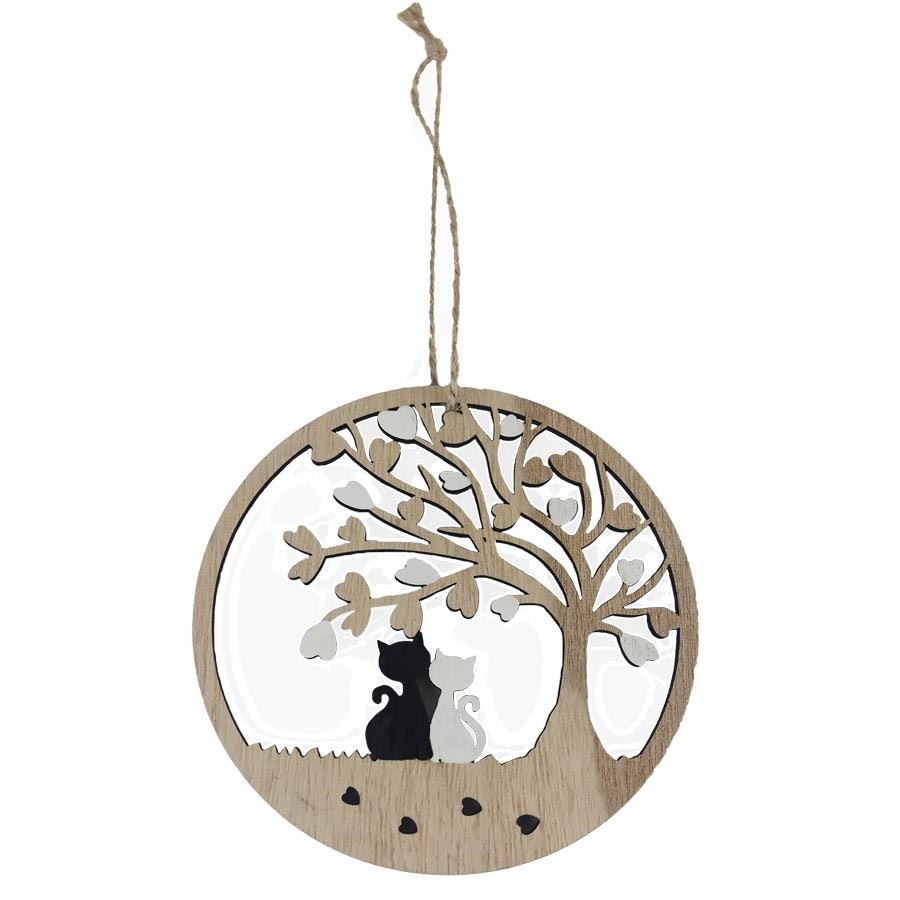 Dekorace k zavěšení strom života s kočkami D6149/3