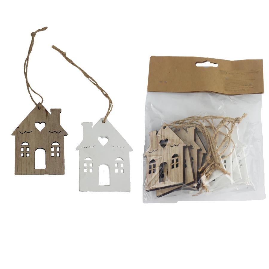 Dekorace domeček, 8 ks D6239