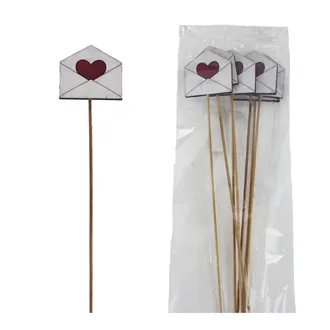Dekorační zápich obálka se srdíčkem, 8 ks D7858