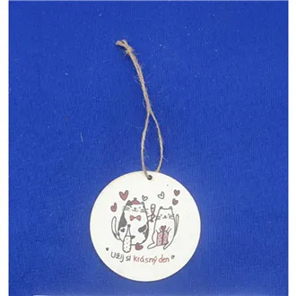 Visačka kočky s nápisem Užij si krásný den, 10 ks D7867