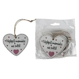 Srdce k zavěšení s nápisem Nejlepší maminka na světě, 10 ks D7869