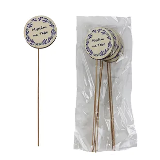 Dekorační zápich s nápisem Myslím na Tebe, 8 ks D7875