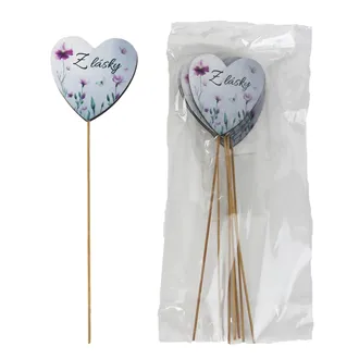 Dekorační zápich srdce s nápisem Z lásky, 8 ks D7876