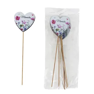 Dekorační zápich srdce s nápisem Mamičke, 8 ks D7878/SK