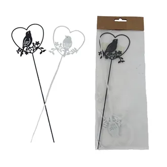 Zápich srdce s ptáčkem, 2 ks K4737