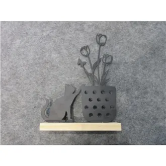 Dekorace kočka s kytkou K4782