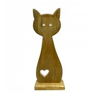 Kočka dřevo 26,5cm natural M0098/2