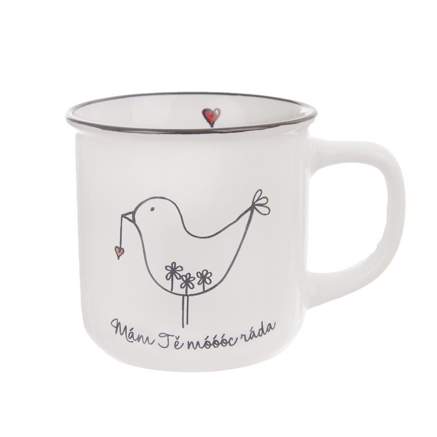 Hrnek ptáček s nápisem MÁM TĚ RÁDA O0029