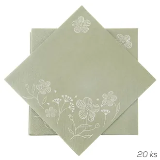 Ubrousek papír GREENISH 20 ks 33x33 cm zelená