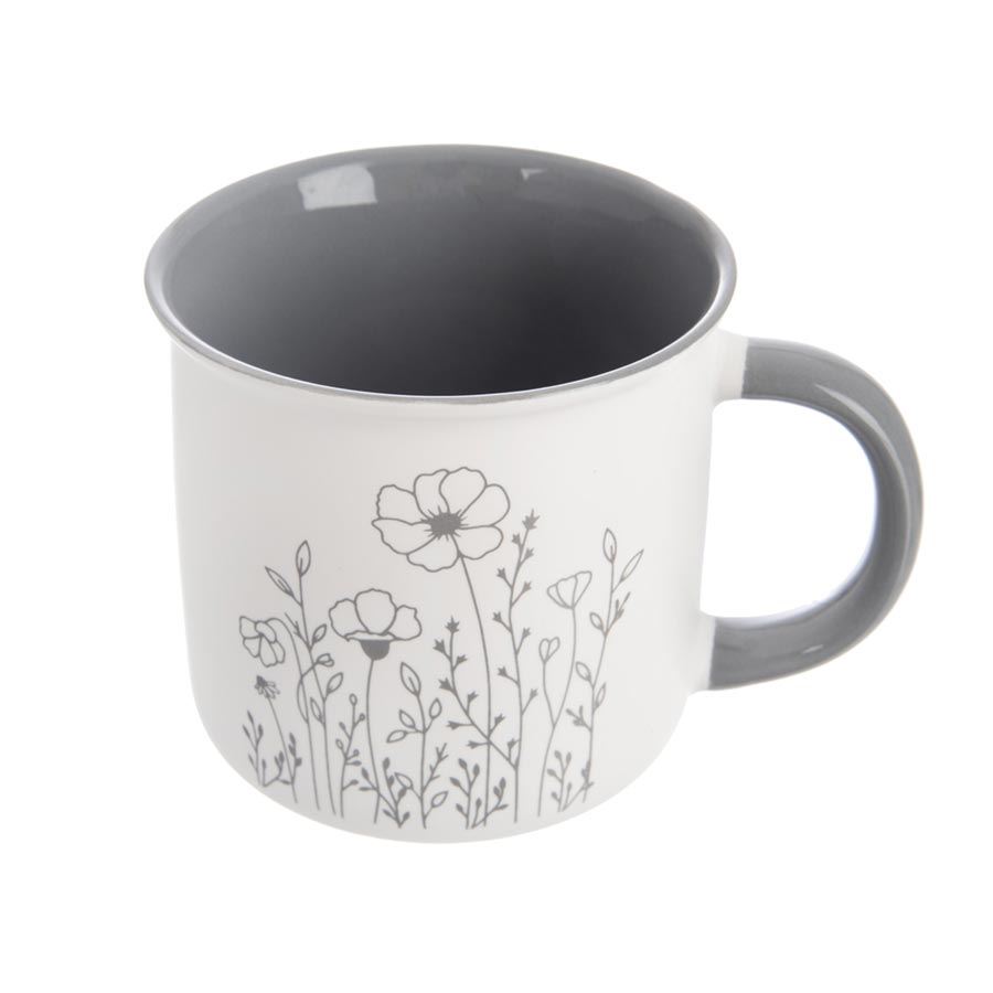 Hrnek porcelánový KVĚT 0,4 l šedá O0482-21