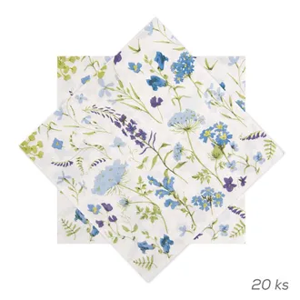 Ubrousek papír květy 20 ks 33x33 cm fialová O0564