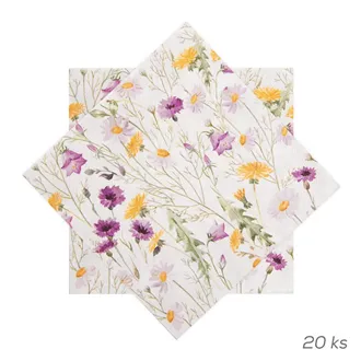 Ubrousek papír jarní květy 20 ks 33x33 cm fialová O0565