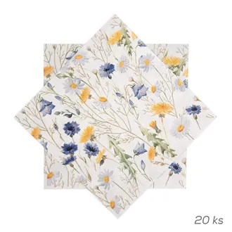 Ubrousek papír jarní květy 20 ks 33x33 cm modrá O0566