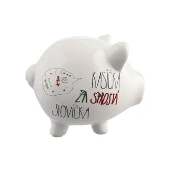 Pokladnička ker. Sprostá slovíčka bílá 20x14x16,5 cm