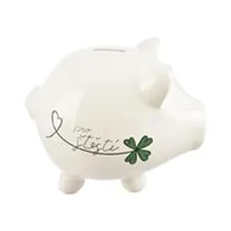 Pokladnička ker. Pro štěstí bílá 20x14x16,5 cm