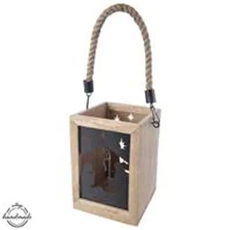 Svícen dřevo/kov MANGO betlém