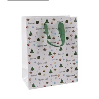 Taška papír dárková Šťastné a veselé 18x10x23 cm