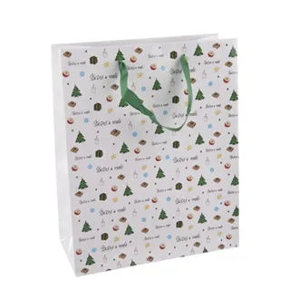 Taška papír dárková Šťastné a veselé 26x12x32 cm