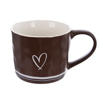 Hrnek porcelánový SRDCE 0,4 l hnědá O0644-18