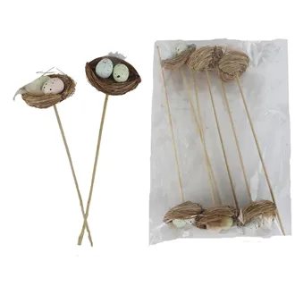 Zápich hnízdo s vajíčky, 6 ks P2383