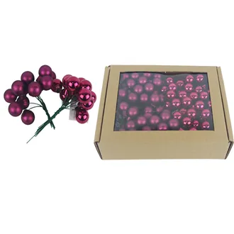 Skleněné baňky na drátku bordó, pr. 2cm, S0570-09/BOX 144 ks