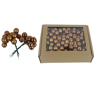 Skleněné baňky na drátku hnědé, pr. 2cm, S0570-18/BOX 144 ks