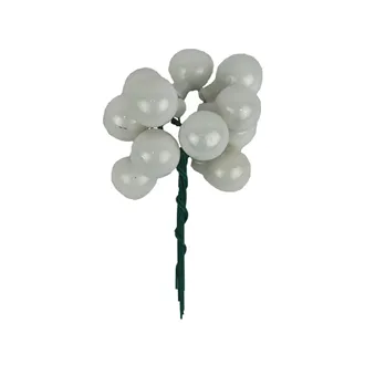 Skleněné baňky na drátku, perleťová lesklá, pr. 2 cm, 12 ks, S0570-26/L 