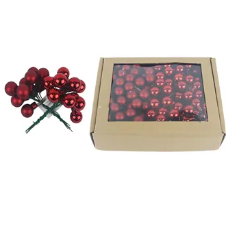 Skleněné baňky na drátku červené, pr. 2cm, S0570-34/BOX 144 ks