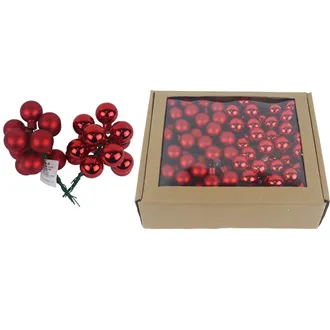 Skleněné baňky na drátku červené, pr.2,5cm, S0571-08/BOX 144 ks
