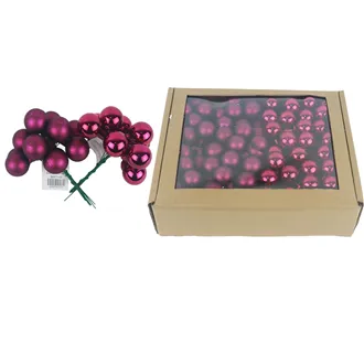 Skleněné baňky na drátku bordeaux, pr.2,5 cm, S0571-09/BOX 144 ks