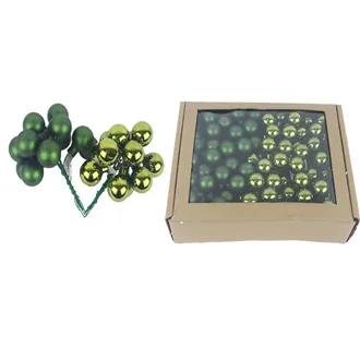 Skleněné baňky na drátku tm.zelené, pr.2,5 cm, S0571-16/BOX 144 ks