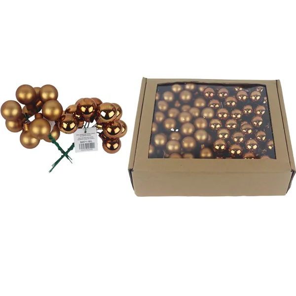 Skleněné baňky na drátku hnědé, pr.2,5 cm, S0571-18/BOX 144 ks