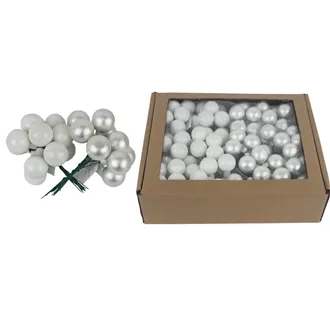 Skleněné baňky na drátku perleťové, pr.2,5 cm, S0571-26/BOX 144 ks