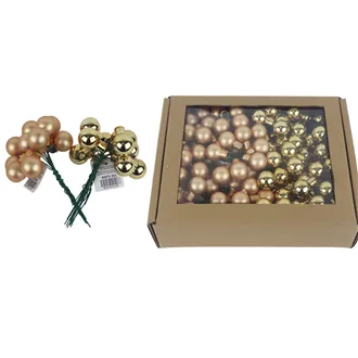 Skleněné baňky na drátku champagne, pr.2,5 cm, S0571-30/BOX 144 ks