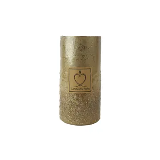 Metalická zlatá svíčka válec 7 x 14 cm S0584-29