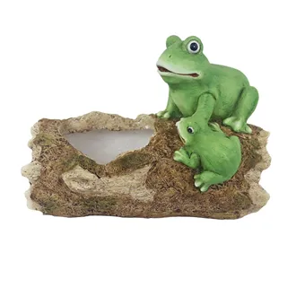 Dekorace pařez s žabáky k osázení X8056