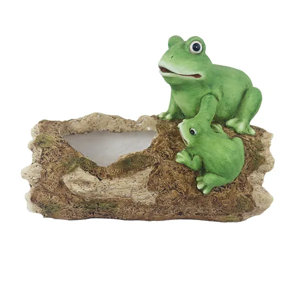Dekorace pařez s žabáky k osázení X8056